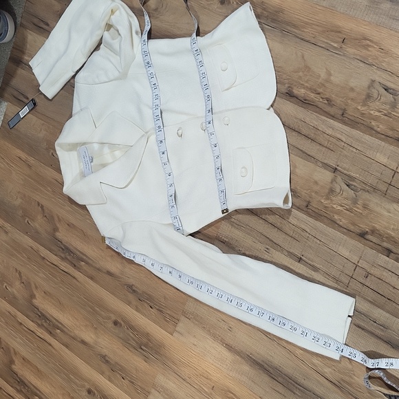 TAHARI ARTHUR S. LEVINE Cream Winter White Viscose Woven Blazer Jacket - Picture 12 of 15